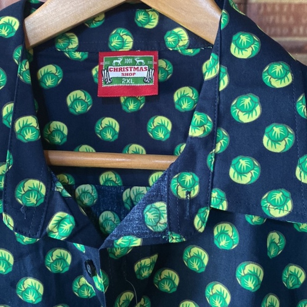 NWT Christmas Shop Brussels Sprout Holiday Shirt 2XL Novelty Cotton